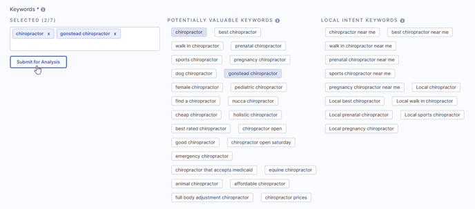 pick keywords